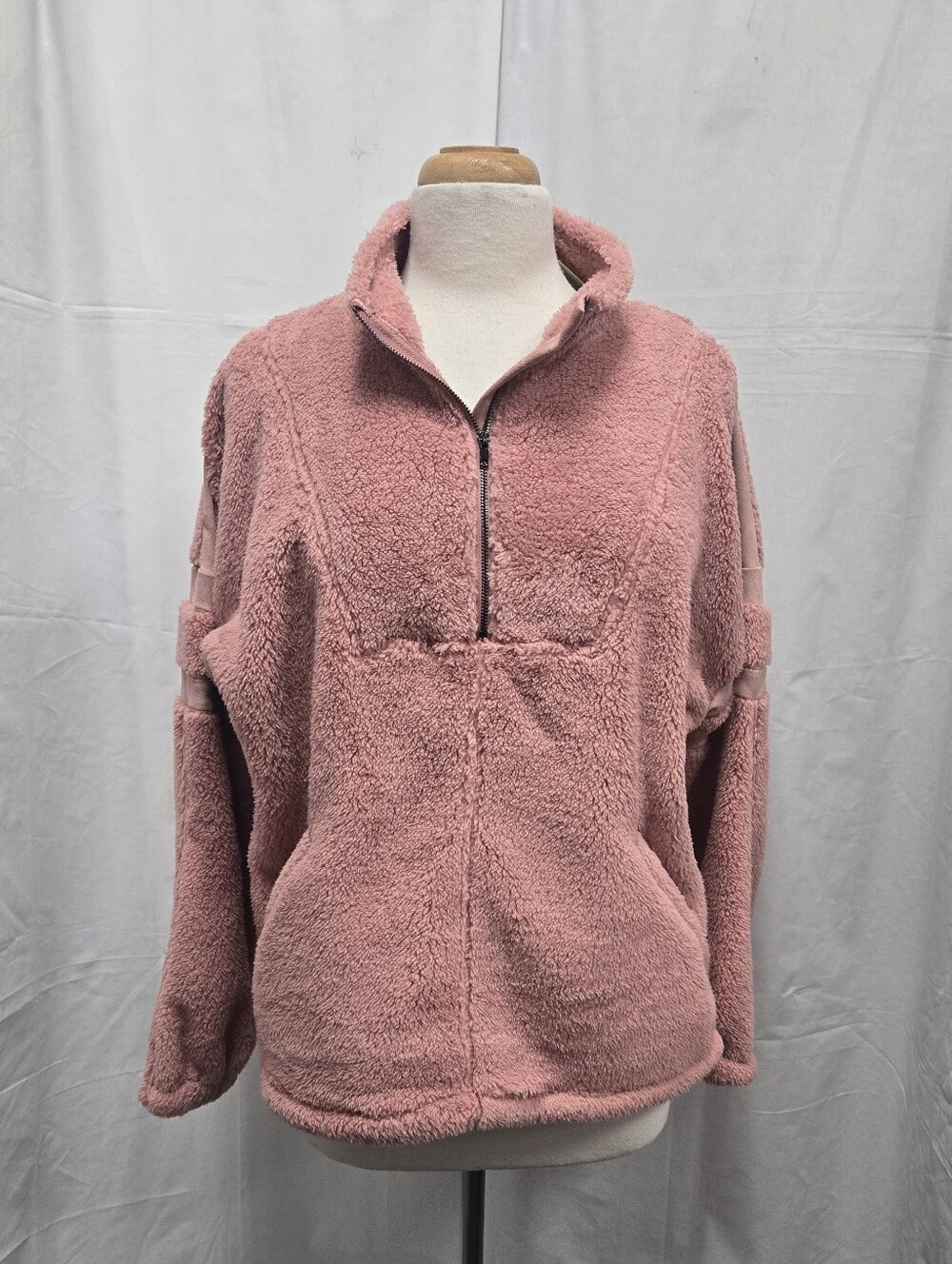 Coco + Carmen Dusty Pink Half-Zip Teddy Jacket